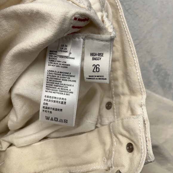BDG High Rise Baggy Cream Denim Jeans Women's Size 26 - Picture 7 of 10